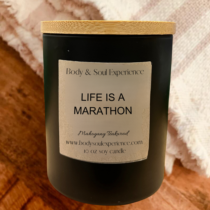 LIFE IS A MARATHON- Mahogany Teakwood Soy Candle