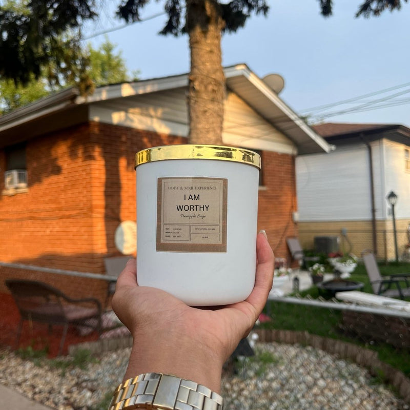 I AM WORTHY- Pineapple Sage Soy Candle - Body and Soul Experience